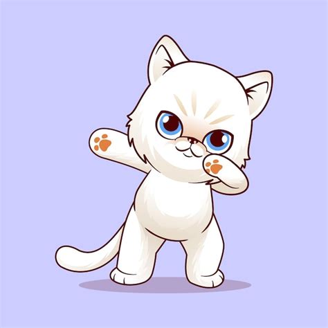 Lindo Gato Dabbing Pose Dibujos Animados Vector Icono Ilustraci N