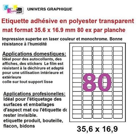 Etiquette Adh Sive En Polyester Transparent Mat Laser X