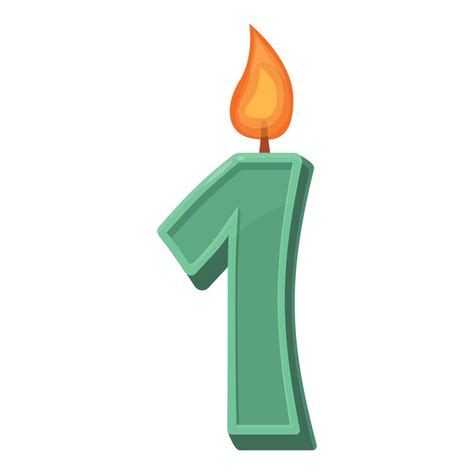 Green Number One Birthday Candle Burning With Bright Flame 47055301