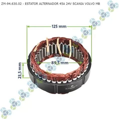 Estator Alternador Bosch 45a 24v Scania Volvo Mb Parcelamento Sem Juros