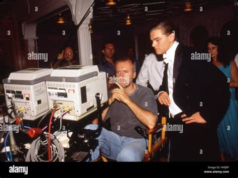 On The Set James Cameron And Leonardo Dicaprio Titanic 1997