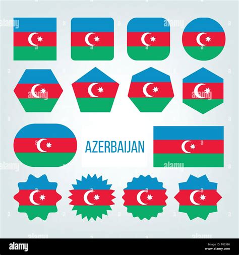 Azerbaiy N Bandera Colecci N Figura Iconos En Vector El Azul El Verde