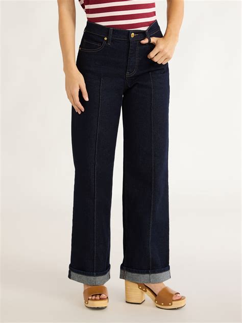 Free Assembly Women S Wide Leg High Rise Pintuck Jeans 29 Inseam