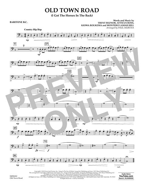 Old Town Road Arr Paul Murtha Baritone B C Sheet Music Lil Nas X Feat Billy Ray Cyrus