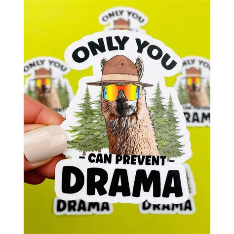 Llama Drama Sticker Only You Can Prevent Drama Sticker for Office Poli ...