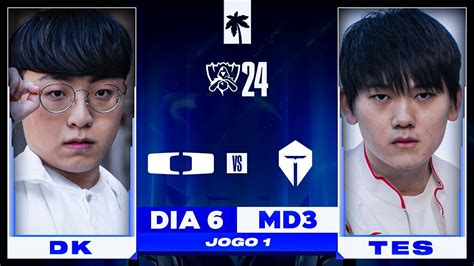 TES x DK Jogo 1 MD3 Fase Suíça Dia 6 Worlds 2024 Ilha das