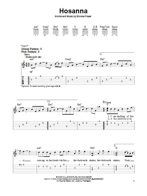 Hosanna by Hillsong United - Easy Guitar Tab - Guitar Instructor