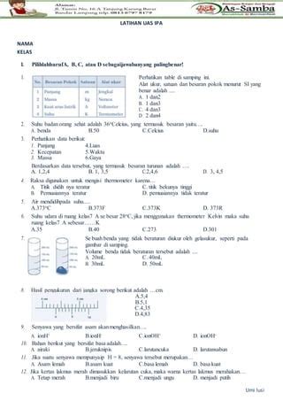 Latihan Uas Ipa Fix PDF