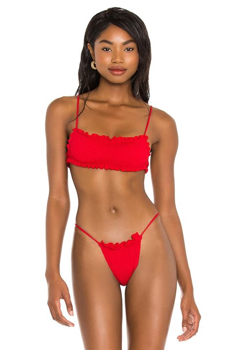 Indah Java Ruched Tube Bikini Top In Red Revolve