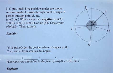 Solved 3. (7 pts. total) Five positive angles are shown. | Chegg.com