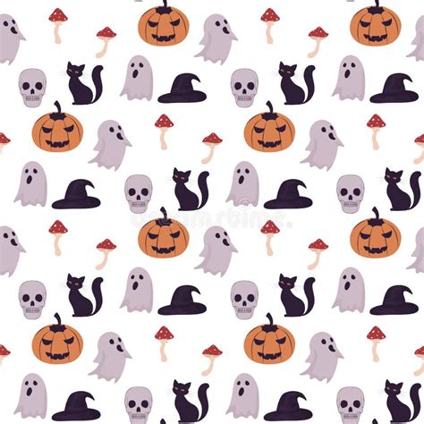 Halloween Seamless Pattern Stock Vector Illustration Of Skull 258693296