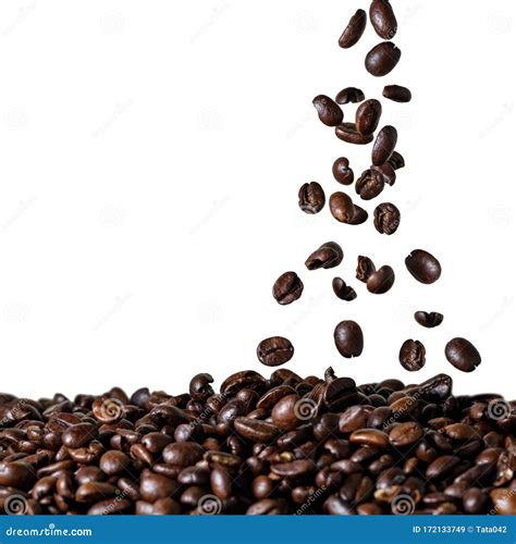 Falling Down Coffee Beans Isolated On White Stock Image Image Of