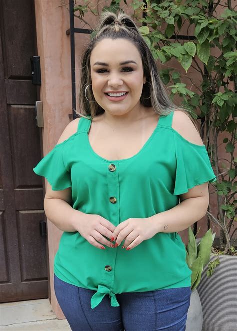 Blusa Plus Size Feminina Al A E Es Verde Estilo Pr Prio Moda