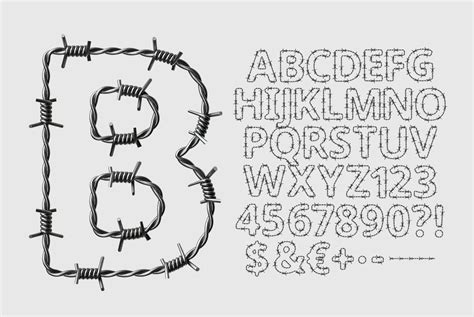 Barbed Wire Font OpenType Alphabet Handmadefont