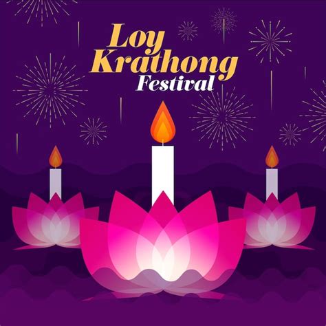 Premium Vector Loy Krathong Festival Travel Thailand Vector Illustration