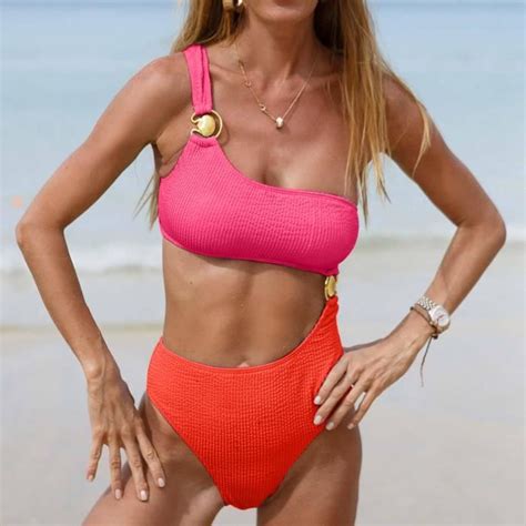 Maillot De Bain Bikini Sexy Blocage De Couleur Pour Femme Avec