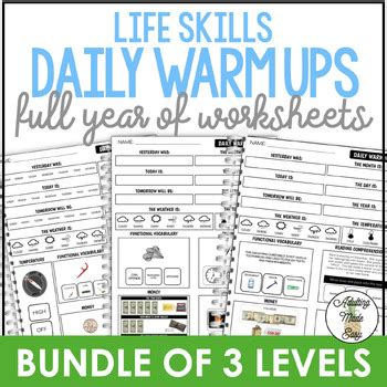 Life Skills Daily Warm Up Worksheets BUNDLE TPT