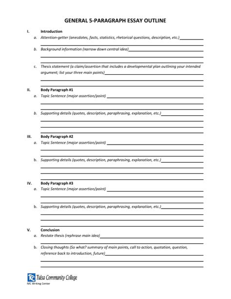 General 5-paragraph Essay Outline Template Download Printable PDF ...