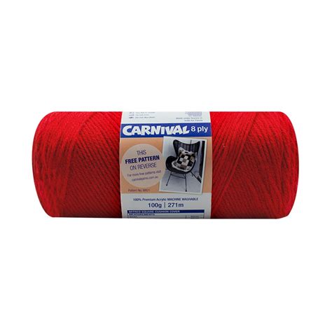 Carnival 8 Ply Acrylic Yarn 100g 271m Scarlet Big W