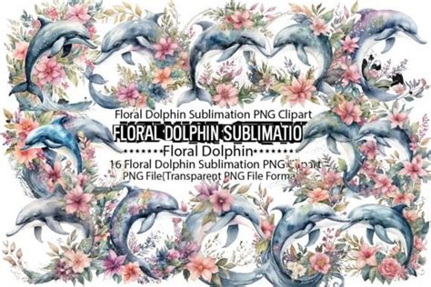 Floral Dolphin Sublimation Bundle Graphic By PrintExpert Creative Fabrica