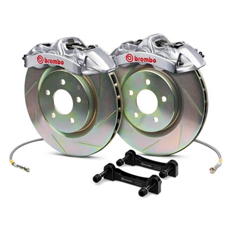 Brembo Gran Turismo Piston Front Brake Kit Silver Slotted Rotors