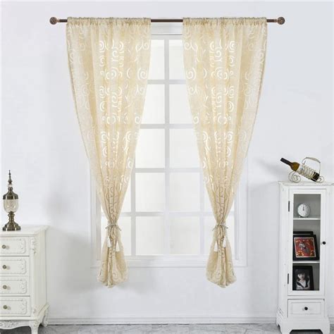 Flower Jacquard Curtain Window Short Tulle Bedroom Peony Cut Flower