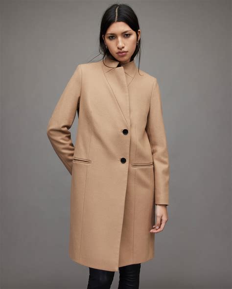 Sidney Wool Cashmere Blend Coat Camel Allsaints