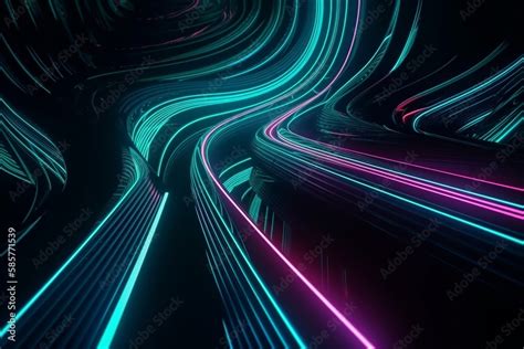 abstract neon background with glowing ascending lines, futuristic, and ...