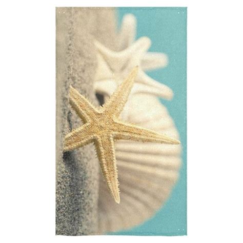 ZKGK Starfish Seashell On Beach Hand Towel Bath Bathroom Shower Towels