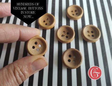 6 X Vintage Wooden Buttons Set Of Hand Carved Buttons Eco Fashion Or