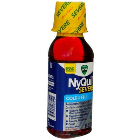 Vicks Nyquil Severe Nighttime Cold And Flu Relief Liquid Berry 8 Fl Oz