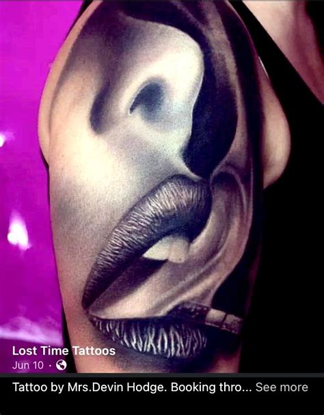 Woman’s mouth tattoo