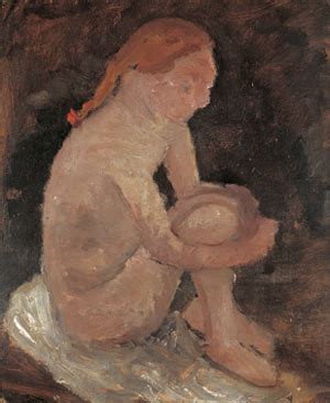 Paula Modersohn Becker Stiftung Sitzender Mädchenakt nach rechts mit