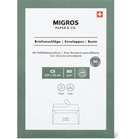 C5 Recycling Enveloppes sans fenêtre Migros