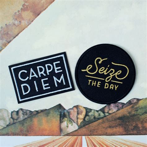 Carpe Diem Seize The Day Embroidered Patch Set Motivational Etsy