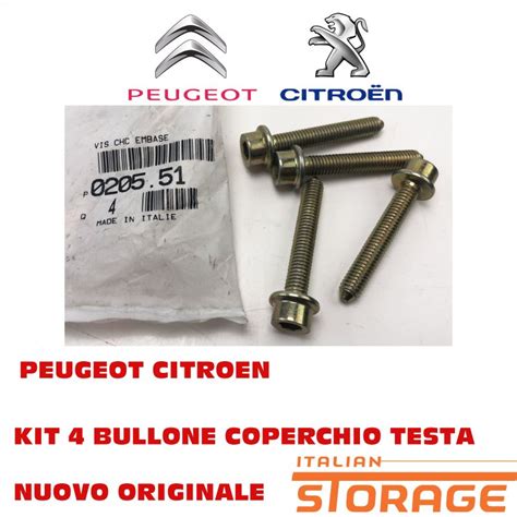 020551 0205 51 Peugeot Citroen Kit 4 Vite Fissaggio Testata Nuovo