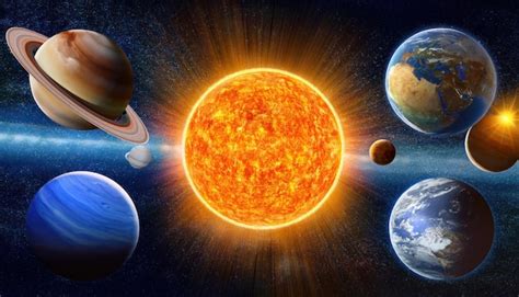 Sun And Eight Planets Stunning Solar System Representation Premium Ai Generated Image