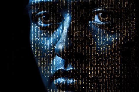 Premium Photo A Binary Code With Human Face Shape On Dark Background