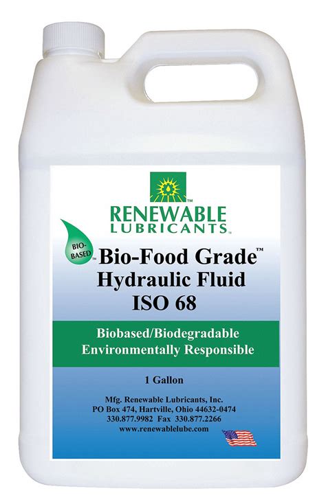 RENEWABLE LUBRICANTS Vegetable Oil Hydraulic Oil, 1 gal Jug, ISO Viscosity Grade : 68 - 2VXL5 ...