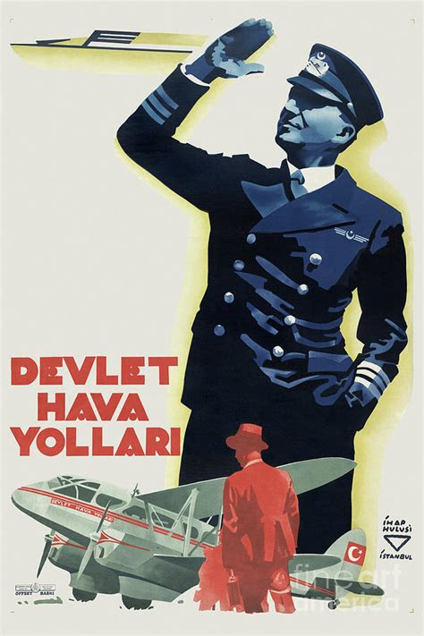 Devlet Hava Yollari Turkey Vintage Poster Drawing By Vintage Treasure