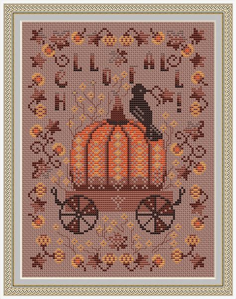 Cross Stitch Pattern Autumn Pumpkin Modern Embroidery Sampler Etsy