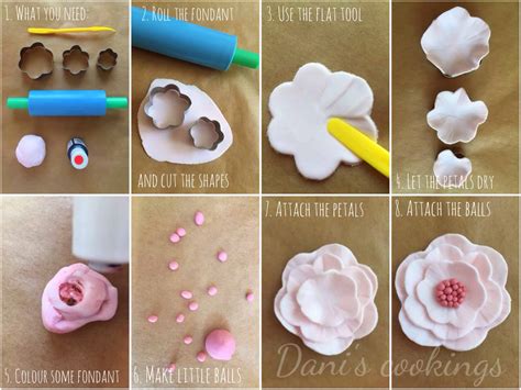 How to make easy fondant flowers - tutorial | Dani's Cookings