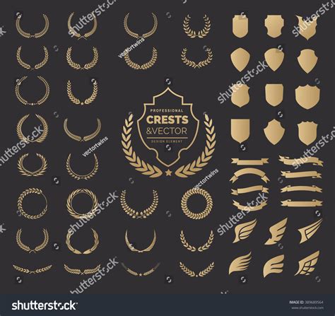 Luxury Gold Heraldic Crests Logo Element Stock Vector Royalty Free