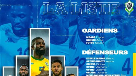 QUALIFICATION COUPE DU MONDE Liste des 23 des Panthères du GABON VS