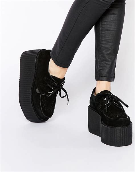 Underground Wulfrun Black Suede Creeper Triple Sole Shoes At