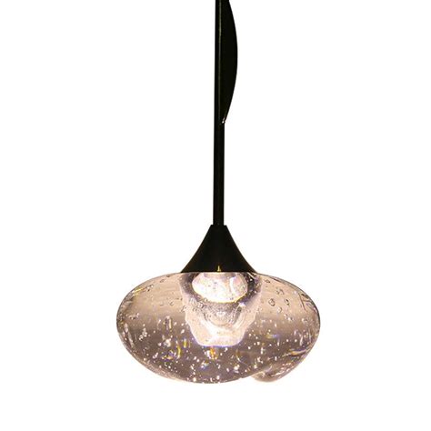 Clear Seeded Glass Oval Pendant Light Contemporary Light Brass