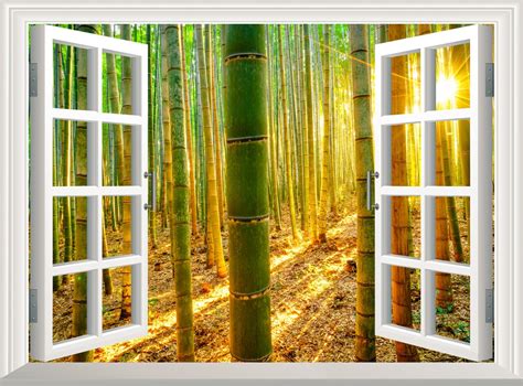 Bamboo Forest 3D Window View Wall Sticker Wall Mural Path - Etsy