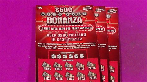 SOOD 1323 THREE 10 500 WILD CASH BONANZA FL Lottery Scratch Tickets