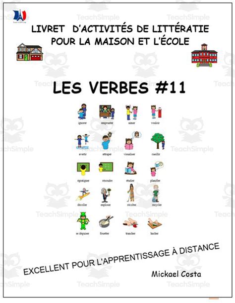 Livret dactivités de littératie et vocabulaire Les verbes volume 11