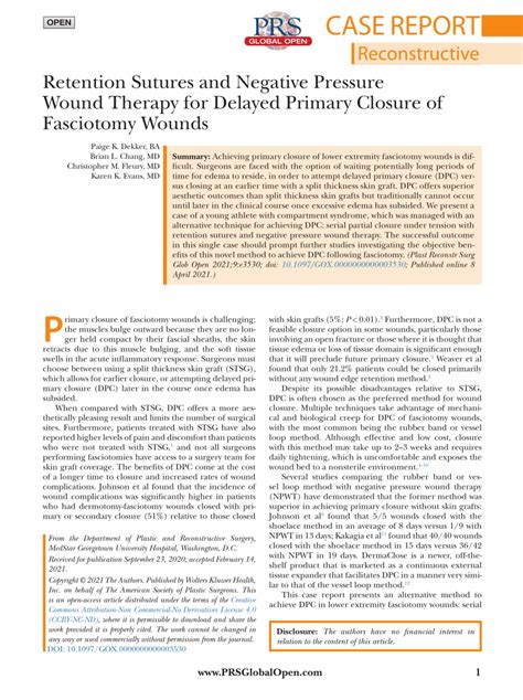 Pdf Retention Sutures And Negative Pressure Wound Therapy For Delayed